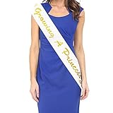 Growing A Princess White Sash with Gold Glitter Lettering - Baby Shower Sash, Perfect for baby shower gender reveal by DadsLove (WHITE SASH/GOLD LETTERING)