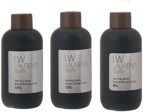 LAUREN'S WAY ASSORTED SAMPLE PACK SPRAY TAN SOLUTION 100ML LW TANNING 8%, 12% AND 16%