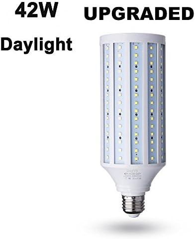 42 Watt(280W Equivalent) LED Corn Bulb,4200 Lumen 6000K,Daylight White LED Street and Area Light,E26/E27 Medium Screw Base,For Outdoor Garage Factory Warehouse Barn Backyard and More,Super Bright