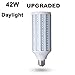 42 Watt(280W Equivalent) LED Corn Bulb,4200 Lumen 6000K,Daylight White LED Street and Area Light,E26/E27 Medium Screw Base,For Outdoor Garage Factory Warehouse Barn Backyard and More,Super Bright