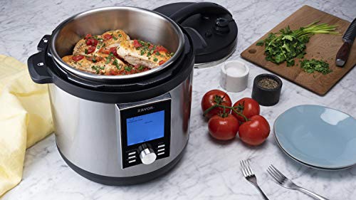Zavor LUX LCD 4 Quart Programmable Electric Multi-Cooker: Pressure Cooker, Slow Cooker, Rice Cooker, Yogurt Maker, Steamer and more - Stainless Steel (ZSELL01)