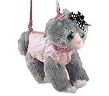 Poochie & Co. Girl's Plush Sequin Kitty Purse, gray cn22001