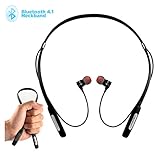 Bluetooth v4.1neckband Headphones, Wireless Sports Earphones w/ Mic Waterproof HD Stereo Sweatproof Earbuds for Gym Running Workout 8 Hour Battery Noise Cancelling Headsets (black)