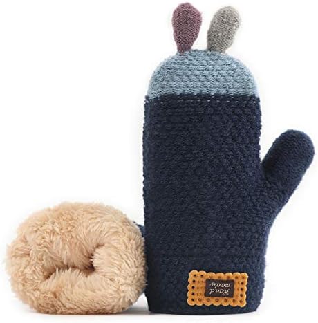 Xinqiao Winter Warm Cute Knit Mitten Cold Weather Glove for Boys Girls 3-6 Years