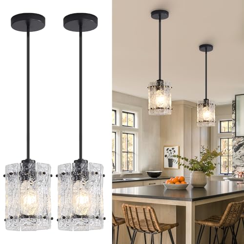 RUIBOOXIN Black Glass Pendant Lights Kitchen Island