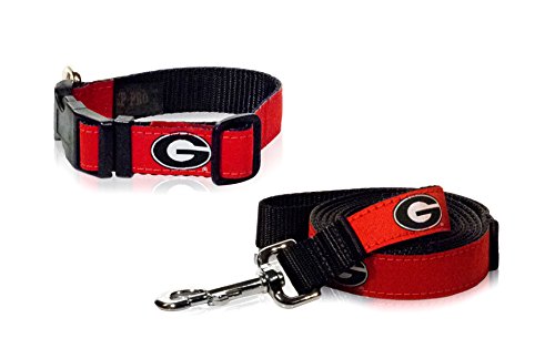 ZEP-PRO Georgia Bulldogs Dog Collar & Leash Combo - NCAA - Made in The U.S.A. (Large (18-26