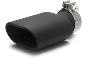 A-KARCK Square Exhaust Tip 3" Inlet, Black Coating Rectangle Exhaust Tailpipe Tip 3" x 5.5" Outlet 9.5" Long, Clamp on Design