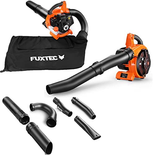 FUXTEC Benzin Laubsauger 4in1 FX-LBS126 2-Takt Laubbläser & Laubhäcksler inkl. 2Blasrohre & 45l Fangsack – getestet Oberklasse 1,4 – Blasgeschwindigke