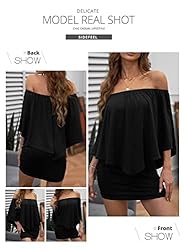 Sidefeel Womens Off Shoulder Ruffles Nigh Club