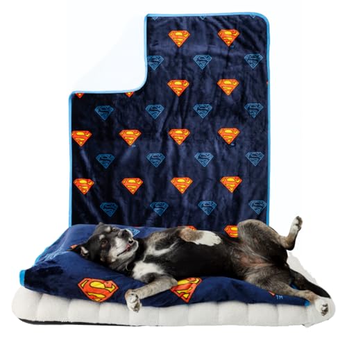 Superman DC Comics Waterproof Dog Bed Cover, Large 40x50 Pet Blanket for Furnit…