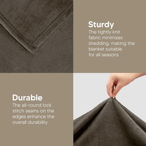Utopia Bedding Fleece Blanket Lightweight Blanket for Bed, Sofa or Armchair Suitable for All Seasons [259x228cm, Brown]