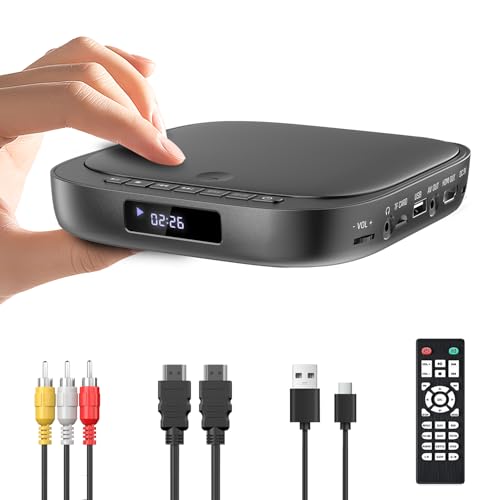Desobry TV DVD Player With USB/TF Input, Built-in HDMI PAL/NTSC, Multizone, HDMI/RCA Cable, Memory Function