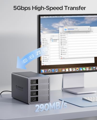 ORICO 3.5" SATA to USB 3.0 Aluminum Hard Drive Docking Station 4 SSD/HDD Slot with Power Supply and Fan Support RAID 0/1/5/10 (9848RU3)
