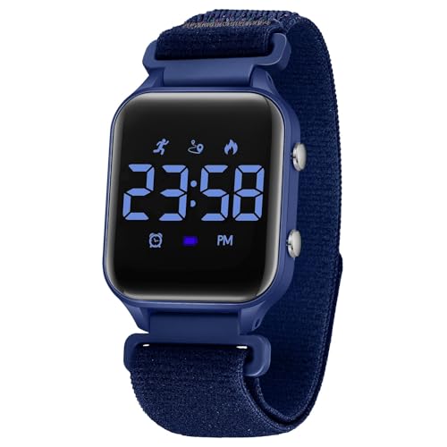 Timever Digital Watch Children Girls Boys with Pedometer, 2 Alarms, Stopwatch, Light, Date Sports Watch without App and Mobile Phone with Nylon Strap