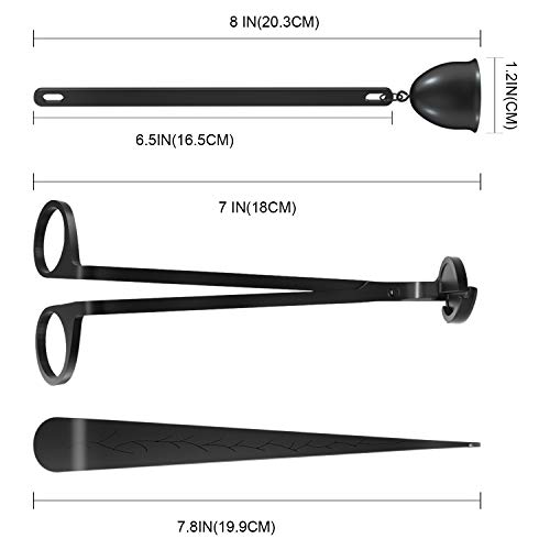 HiFan Candle Accessory Set, Candle Wick Trimmer, Candle Snuffer, Candle Wick Dipper,3 in 1 Candle Snuffer Set with Gift Package for Candle & Aromatherapy Lovers (Black)