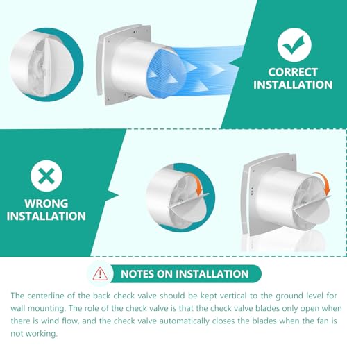 Bathroom Extractor Fan, 4"/100mm High Airflow Silent Bathroom Fan with Timer Overrun Delay Function for Bathroom Toilet Shower Wall Mount (White)