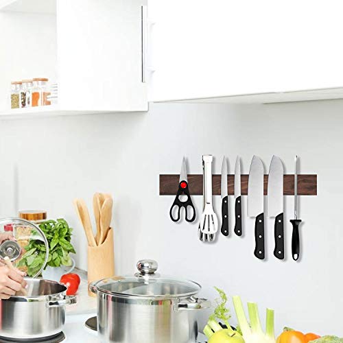 Walnut Knife Strip, Wood Knife Holder with Powerful