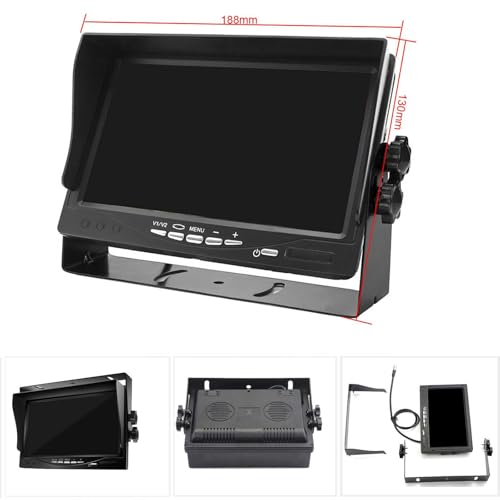 4Pin 12V-24V Vehicle Backup Camera System 7 Inch TFT LCD HD Color Monitor +18 IR Night Vision Waterproof Reverse Rear View Camera for Truck/RV/Trailer/Bus
