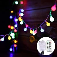 Globe String Lights Mains Powered 13M/43ft 100 LED Outdoor Fairy Lights Multi-Color 8 Modes Waterproof with Remote...