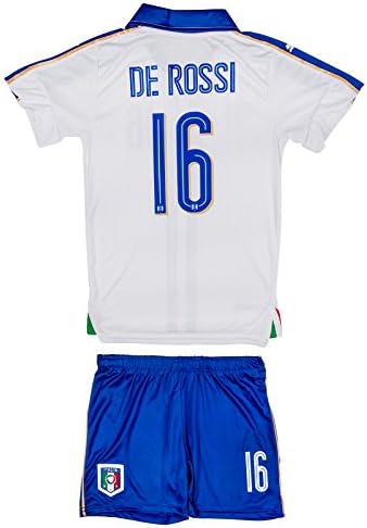 New! - Italy Euro 2016 #16 De Rossi Away Soccer Kids Jersey & Shorts - Youth Size - L - (8-9 Ages) Misc.