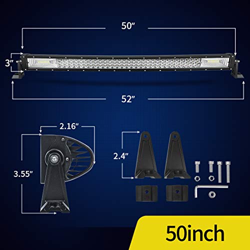 AUTOSAVER88 50 Inch Curved LED Light Bar Triple Row, Brighter 7D 648W