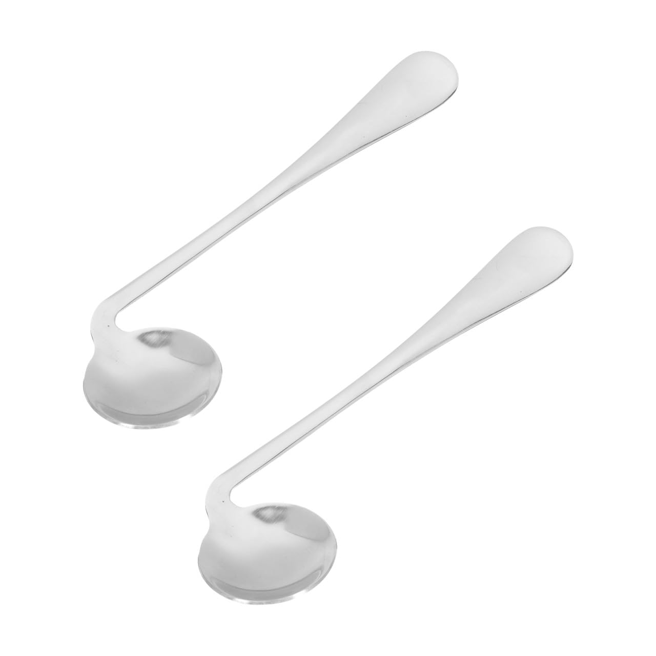 Luxshiny 2pcs Right Handed Curved Spoons Adaptive Utensils Angled Spoon Stainless Steel Self- Feeding Spoon for Elderly Weak Hand Patients