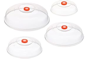 VOSAREA 4pcs Microwave Splatter Covers Set, Food-grade Plate Lids for Kitchen Use, Dustproof and Steam Vent