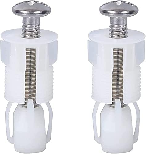 Rowwait 2pcs Toilet Seat Top Fix Screws Stainless Steel Nylon Nuts White