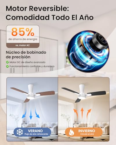 Airwit Ventilador de Techo con Luz LED, 41 Pulgadas, Motor DC Silencioso, 3 Aspas, Abanico de Techo Moderno con Control Remoto para Interior Acabado En Madera Amarilla, Color Madera Oscura