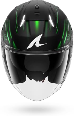 , Jet Motorradhelm SKWAL I3 JET LIGHT-BLUR Black Green White KGW, L