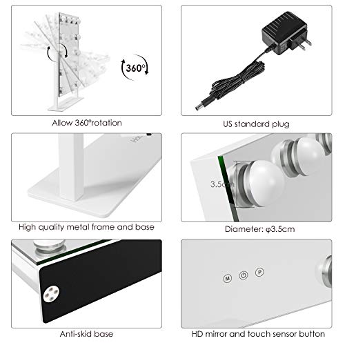 Homfa Hollywood Makeup Mirror with Lights Lighted Vanity Mirror with
