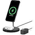 Belkin MagSafe 2-in-1 Wireless Charging Stand for Apple iPhone 16, iPhone 15, iPhone 14, & iPhone 13 Series & AirPods - MagSafe Fast Charging Station for Multiple Devices - Black