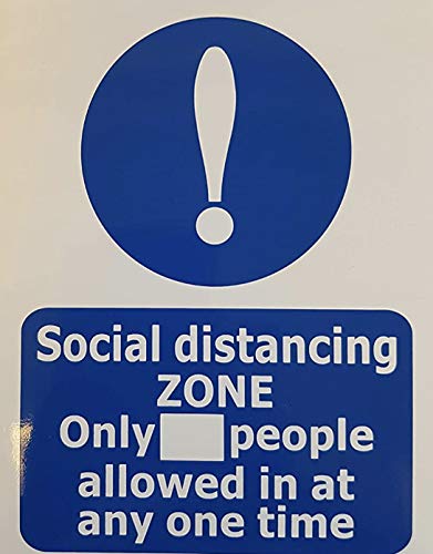 Social Distancing Maximum People Sign Stickers 150 * 200 mm Easy Apply and Remove Self Adhesive Vinyl Anti-Slip Strong Durable Water and Weather Proof Safety Sign 2 Pack (White)