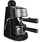 Espresso Machine, SOWTECH 800W 240ml (4 Cup) Automatic Steam Espresso Maker Stainless Steel Cappuccino Machine Single Knob with Frothing Function and Removable Drip Tray - Black