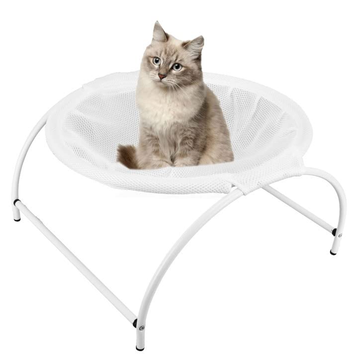 mumisuto Cat Bed Cat Hammock Bed, 43x43x24.5cm Elevated Cat Hammock Pet Sleeping Bed Soft Breathable Cat Hammock Detachable Free-Standing Pet Bed Cat Radiator for Large Cats Small Dogs Pets (White)