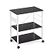 Mr IRONSTONE Baker's Rack, Kitchen Microwave Cart, Coffee Bar Table Station, 3-Tier Kitchen Storage Shelf with Rolling Wheels Coffee Cart Kitchen Microwave Stand with 10 Hooks,Black, 60 × 40 × 73 cm