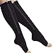 2-Pack Zipper Compression Socks for Men/Women with Open Toe, Knee High 20-30mmHg Compression Support Hose (Black, L/XL)