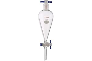Adamas-Beta Borosilicate Glass 125ml Heavy Wall Conial Separatory Funnel with 19/22 Joints and PTFE Stopcock