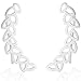Leaf Climber Earrings Feather Crawler Wrap Bohemian Jewelry (Silver)