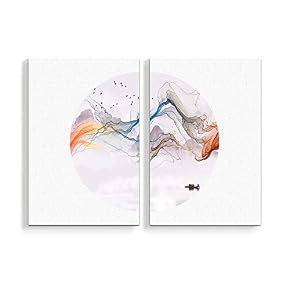 2 Panel Chinese Traditional Landscape Painting Home Wall...