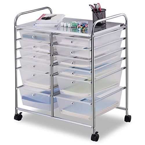 Giantex 12 Drawer Rolling Storage Cart Tools Scrapbook Paper Office
