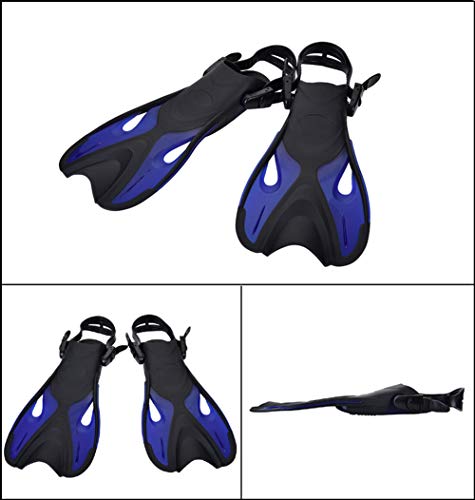 BlueSpace Swim Fins for Women Men Adult Kids Short Snorkel Fins with Adjustable Strap Open Heel Flippers Sports Aquatic Exercise for Travel Snorkeling Swimming Training Diving - Thumbnail 2