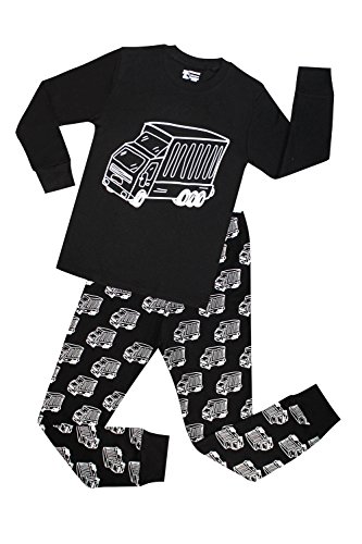 Boys truck pajamas children 100% cotton 2 piece sleepwe…