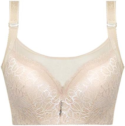Women Adjustable Gathered Bra Plus Size Soft Push Up Bra Full Coverage Bralette 38D/85 (Beige)