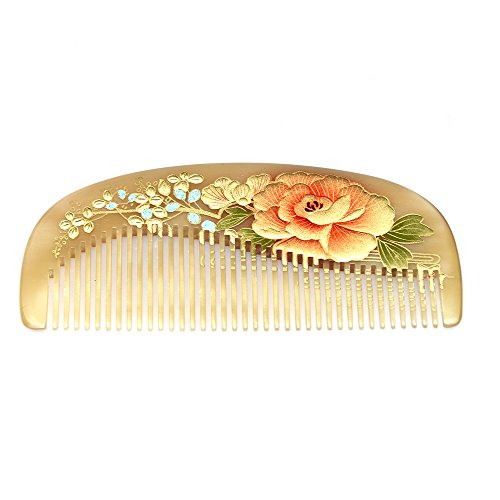 Natural lacquer horn comb - exquisite painting Goat horn comb - upscale gift comb - thickening