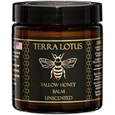 Terra Lotus - Organic Grass-Fed Beef Tallow Balm with Raw Honey - Moisturizing Cream for Soft, Smooth Skin - Handmade All-Natural Moisturizer (4oz, Unscented)