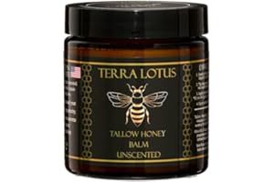 Terra Lotus - Organic Grass-Fed Beef Tallow Balm with Raw Honey - Moisturizing Cream for Soft, Smooth Skin - Handmade All-Natural Moisturizer (4oz, Unscented)