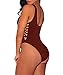 Lovezesent Women's Lace up High Cut One Piece Swim Tank Bodysuit