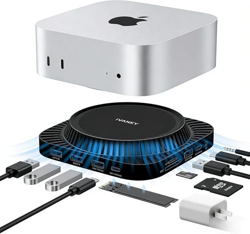 iVANKY 13-in-1 Mac mini M4 Dock, Docking Station Stand for M5, with M.2 NVMe SSD Enclosure, 4K@144Hz HDMI Hub for Mac mini M4 &M4 Pro (2024), 10 Gbps USB (Black, Standard-Speed)