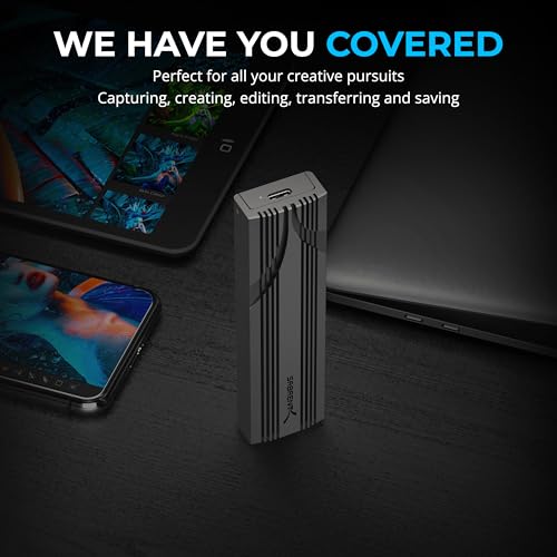 SABRENT USB C NVMe Enclosure & Reader, Tool-Free M.2 PCIe SSD Case for 2230-2280, 10Gbps USB 3.2 Gen 2 Adapter, Aluminum Cooling, External M.2 NVMe Drive Enclosure (EC-PNVO)